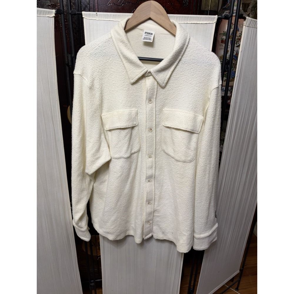 Victoria's Secret PINK Ivory Oversized Button Front Shacket Shirt Jacket XL